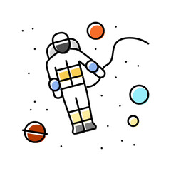 spacewalk space exploration color icon vector. spacewalk space exploration sign. isolated symbol illustration