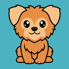Cute Cartoon Yorkipoo Dog Sitting Clipart Illustration
