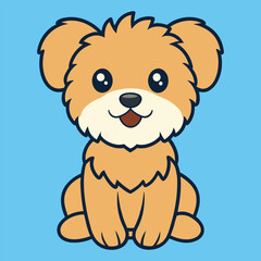 Obraz premium Cute Cartoon Yorkipoo Dog Sitting Clipart Illustration 