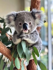 Obraz premium Amazing Close Up Image of a Little Koala in a Tree.