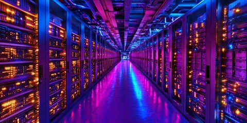 Futuristic Data Center Server Room Big Data High Tech Network Infrastructure Technology