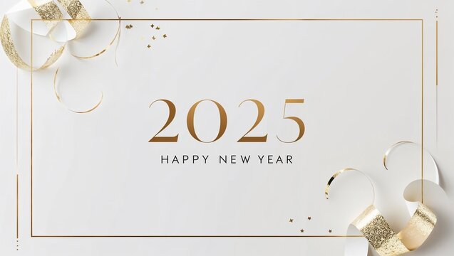 Happy new year 2025 design illustration image clean design  ,minimalist design