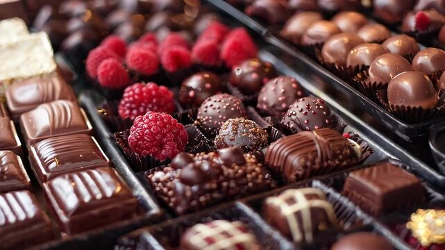 assorted gourmet chocolates in elegant display