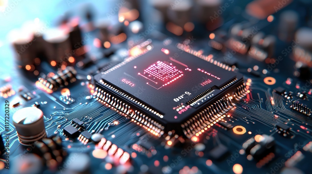Poster exploring processor technology trends digital circuitry lab tech innovations high-tech environment c