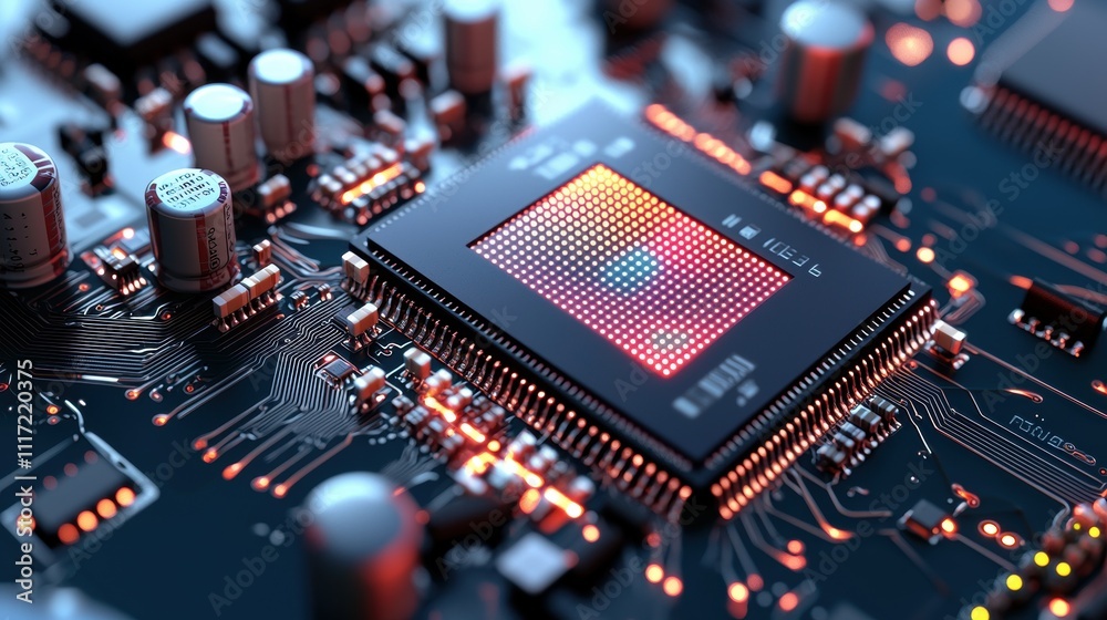 Poster technology innovation in circuit design electronics lab visual content high-tech environment close-u