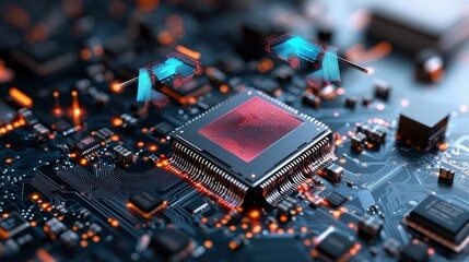 Innovative technology advances in microchip development tech lab digital innovation high-tech environment close-up viewpoint