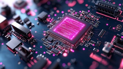 Fototapeta premium Advanced microchip design technology lab digital circuit high-tech environment close-up view innovation concept for future
