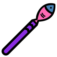 魚の形をしたユニークな魔法のステッキイラスト