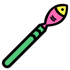 魚のデザインが特徴のカラフルな魔法の杖