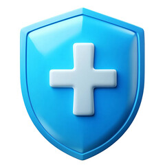 Fototapeta premium shield first aid cross 3d render icon isolated on white and transparent background.