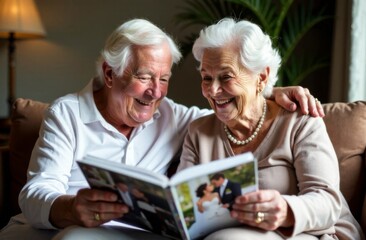 gray-haired grandparents hug each other