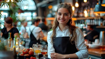 Barista Serving Refreshing Beverages in Trendy Café Setting