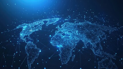 Global connectivity and data visualization digital world map infographic tech environment abstract viewpoint information technology