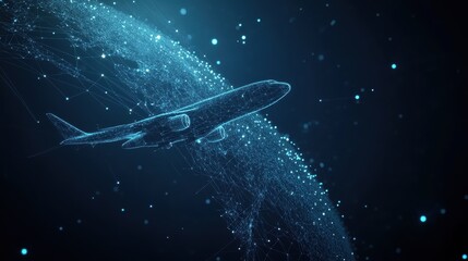 Fototapeta premium Digital flight simulation global skies 3d animation virtual environment aerial perspective technology concept