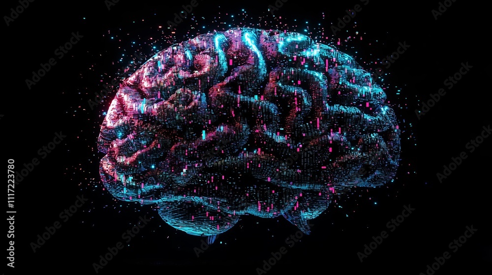 Poster striking abstract depiction of ai algorithms in colorful visualization