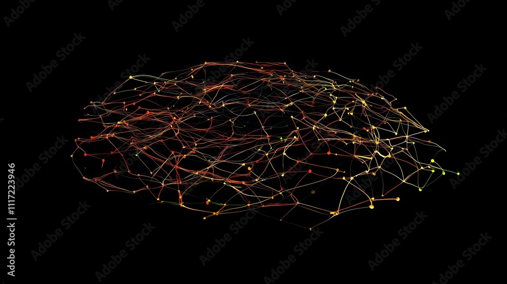 Poster artistic rendering of neural network with colorful connections
