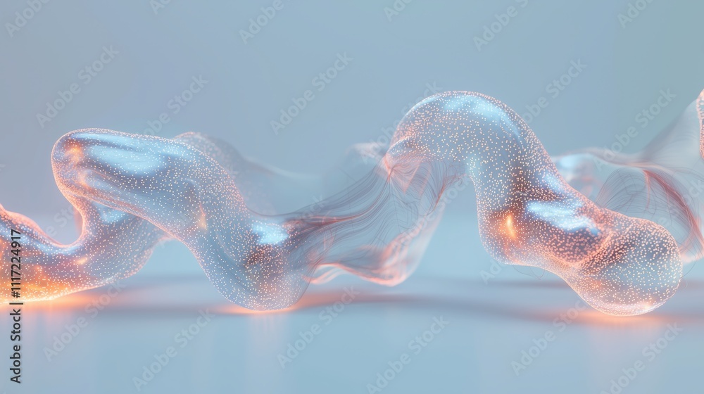 Poster abstract visualization of ai language processing concept in motion