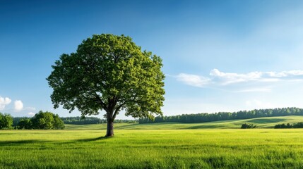 Fototapeta premium Lush Green Tree Under Clear Blue Sky