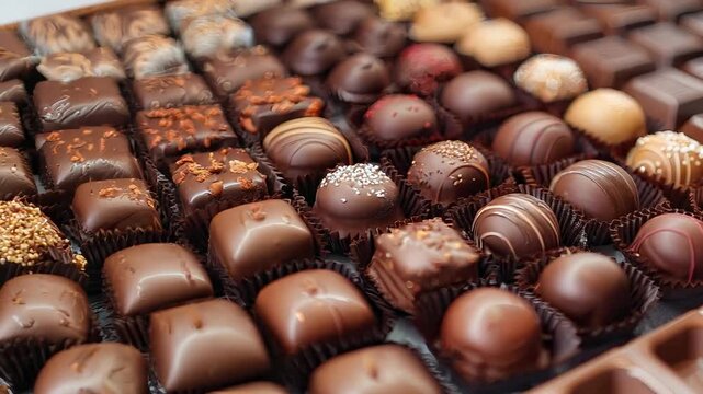 Delicious assortment of gourmet chocolates displayed elegantly
