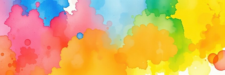 Fototapeta premium Abstract watercolor painting in vibrant rainbow colors, creating a visually striking and dynamic background with a unique artistic aesthetic, colorful, vibrant, painting