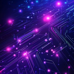 Obraz premium Advanced Digital Circuit Design Neon Light Abstract Technology Theme Illustration
