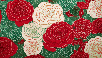 Red and White Roses with Budding Beauty