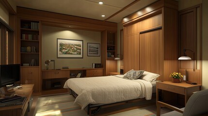 Modern Wooden Bedroom Suite With Built In Furniture
