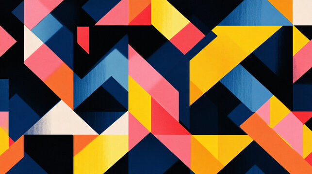 Abstract geometric pattern with vibrant colors and sharp angles.