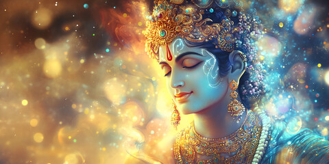 Divine Figure with Glowing Aura in Fantasy Setting

