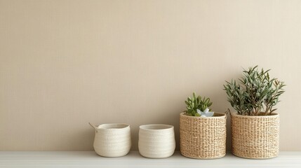 Fototapeta premium Playroom with a focus on sensory play, featuring textured walls, storage baskets for sensory toys, and calming colors