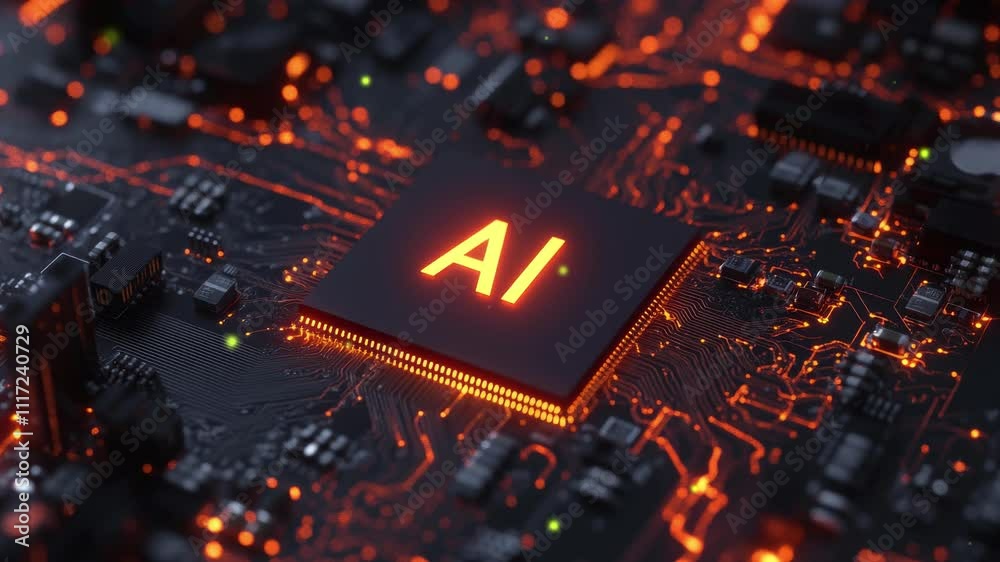 Poster futuristic technology and digital concept. abstract chip with 