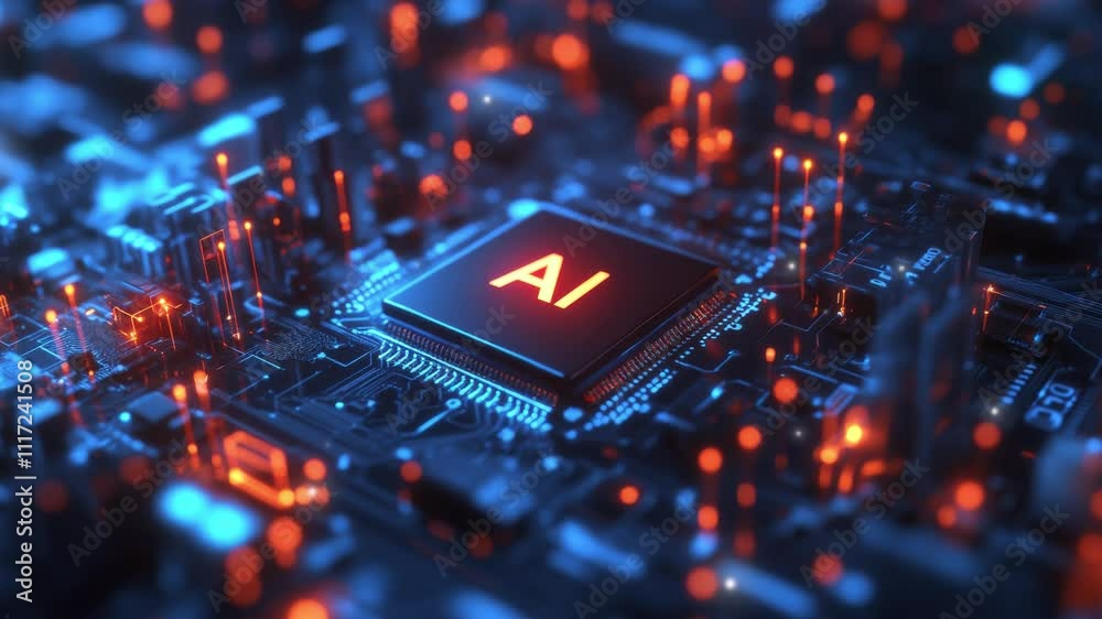 Poster futuristic technology and digital concept. abstract chip with 