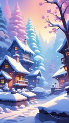 Fototapeta premium Winter-Themed Flat Vector Style Images