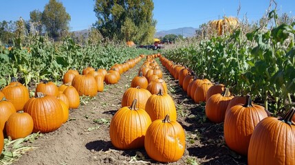 Family visiting a pumpkin patch, choosing the perfect pumpkins together