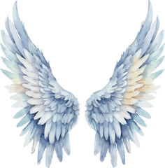 Fototapeta premium Rainbow angel wings watercolor illustration isolated on white background