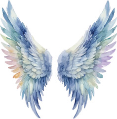 Obraz premium Rainbow Angel Wings Watercolor Illustration - Vibrant, Ethereal Design on White Background