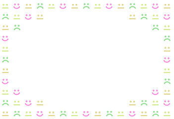 明るい色んな表情の顔のアイコンが並ぶフレーム