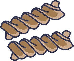 Illustration of two fusilli pasta pieces, symbolizing Italian cuisine and culinary creativity.