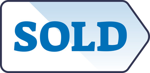 Blue 'SOLD' sign symbolizing successful transaction or sale.