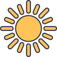 Simple sun icon with rays, symbolizing warmth and energy.