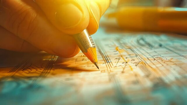 Artisan hand sketching intricate design with pencil