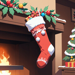 Red Christmas Stocking with Festive Details