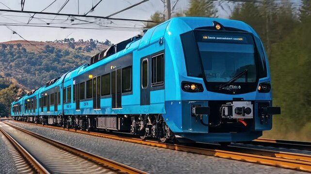 Hydrogen-powered train engines offering clean energy solutions for public transport systems.