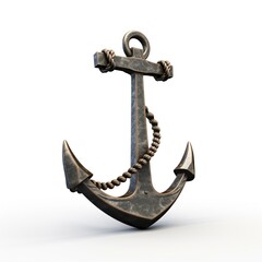 Metal anchor, isolated on white background, symbolizing stability, resilience, and hope