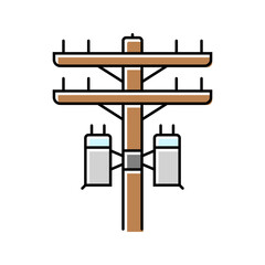 poles electric grid color icon vector. poles electric grid sign. isolated symbol illustration