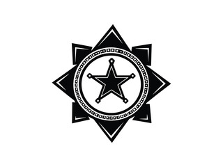 Vintage Cowboy Sheriff Badge Silhouettes