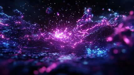 Fototapeta premium Quantum Energy Manipulation: Glowing Particles Dancing in a Cosmic Dance of Light and Science