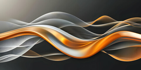 Abstract Background with Orange and Grey Waves