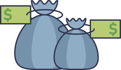 Two trash bags with price tags symbolize cost and value.