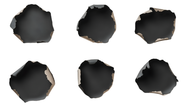 Fire burn holes isolated on white paper, burning of texture paper.